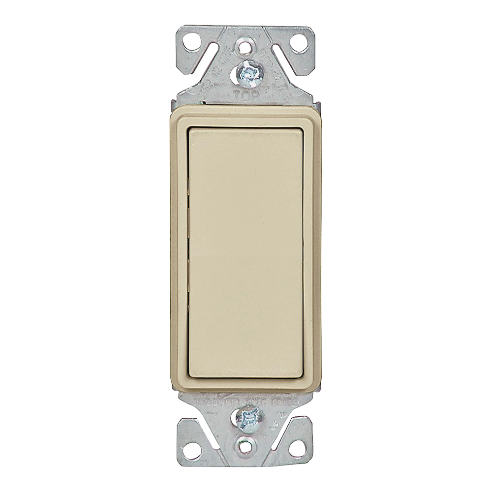 Wiring Devices 7500 Series C7501V-SP Decorator Switch, 1-Pole, 15 A, 120/277 V, SPST, Lead Wire Terminal, Ivory