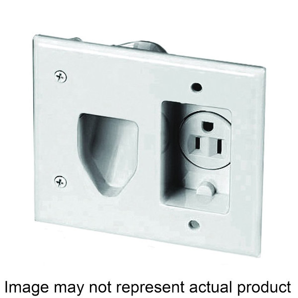 35MRW Cable Plate with Receptacle, 2 -Gang, Thermoset, White