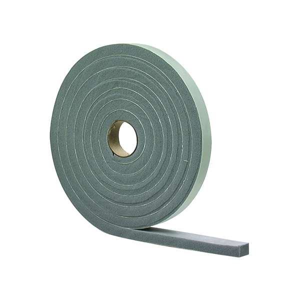 02238 Foam Tape, 1/4 in W, 17 ft L, 1/8 in Thick, PVC, Gray