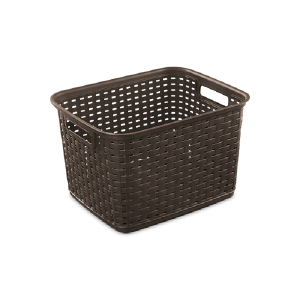 12736P06 Tall Weave Basket, 1.8 cu-ft Capacity, Plastic, Espresso, Rectangle