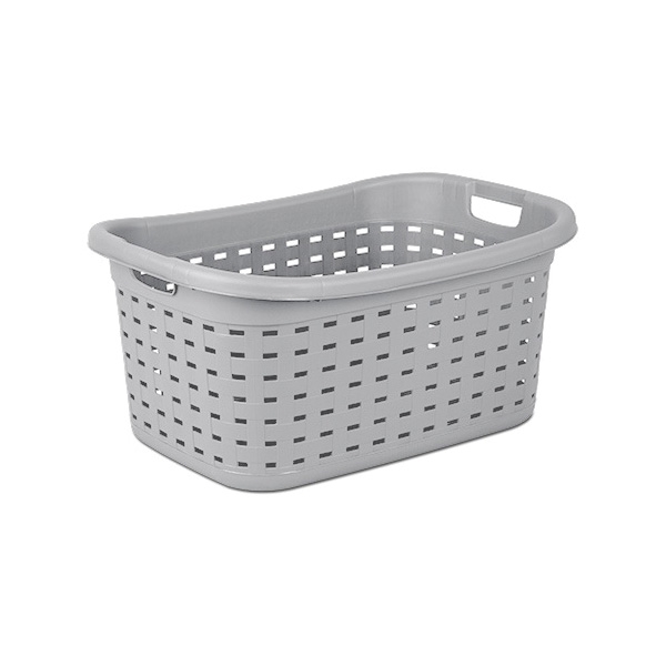 12756A06 Weave Laundry Basket, Plastic, Cement, 26 in L x 18-3/8 in W x 12-1/2 in H Outside