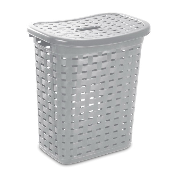 Sterilite 12766A04 Weave Laundry Hamper, Cement, 13-5/8 in W, 22-3/8 in H, 19-7/8 in D - 1