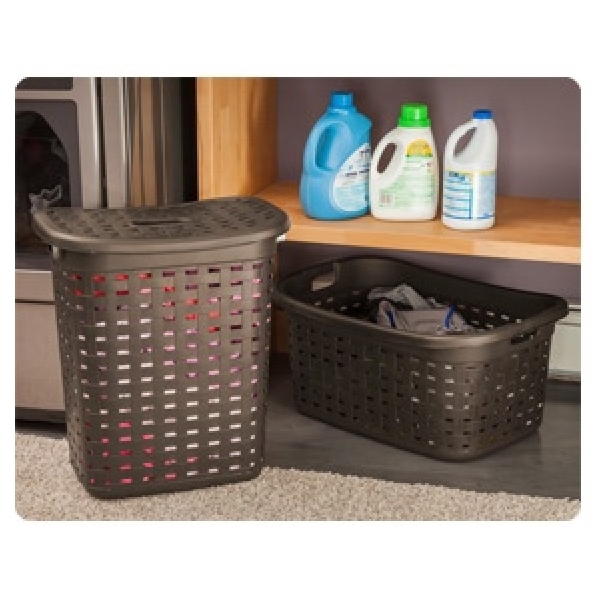 Sterilite 12766A04 Weave Laundry Hamper, Cement, 13-5/8 in W, 22-3/8 in H, 19-7/8 in D - 2