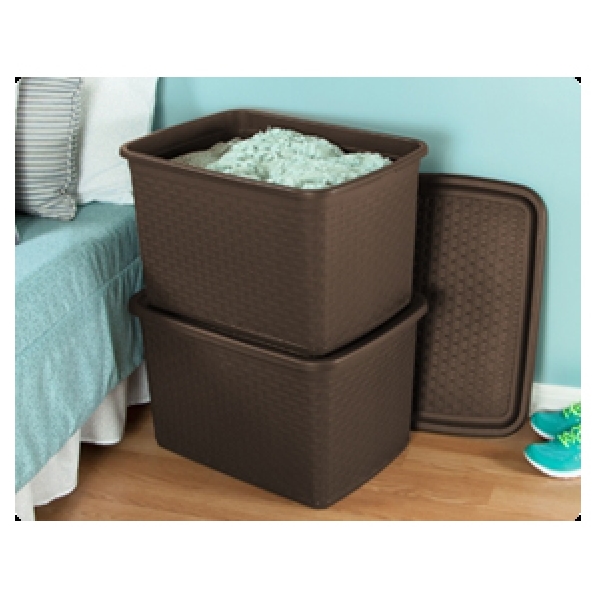 Sterilite 12786P04 Weave Storage Tote, Plastic, Espresso, 23-1/4 in L, 16-7/8 in W, 14 in H - 2