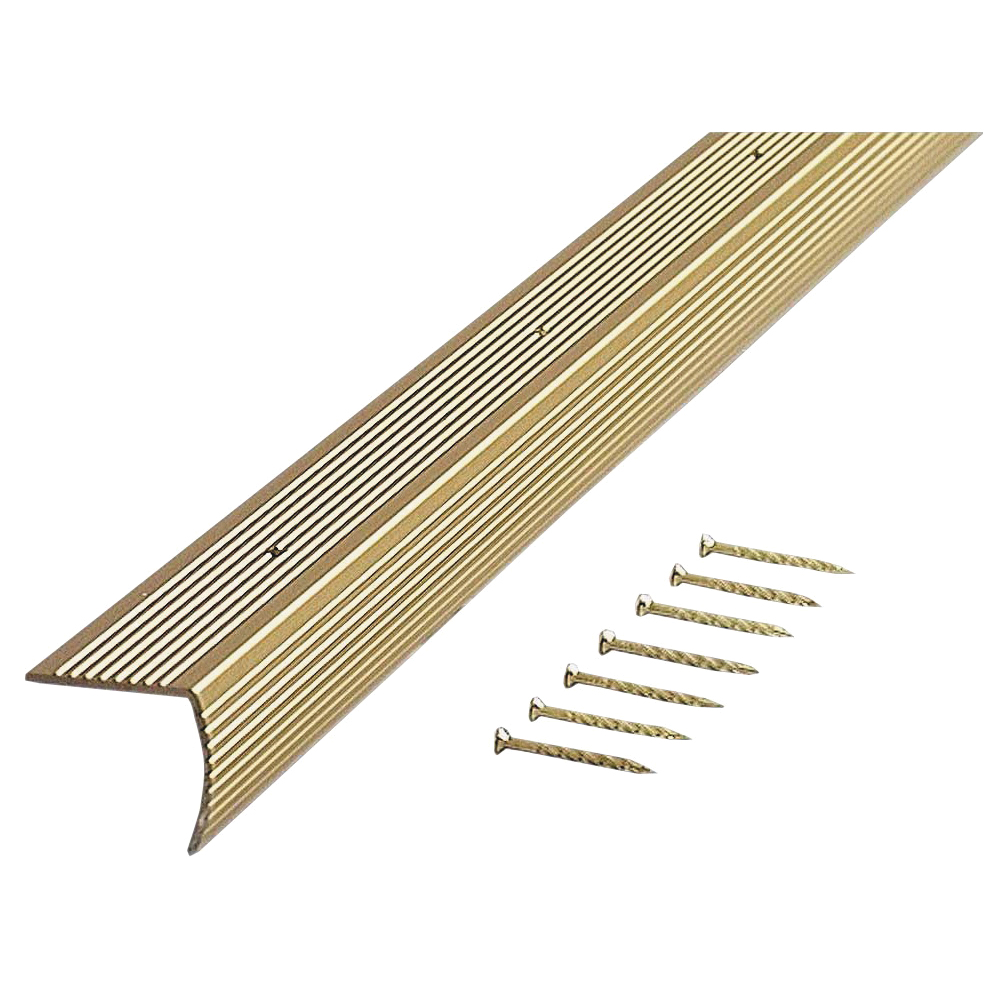 79020 Stair Edging, 36 in L, 1-1/8 in W, Aluminum, Satin Brass