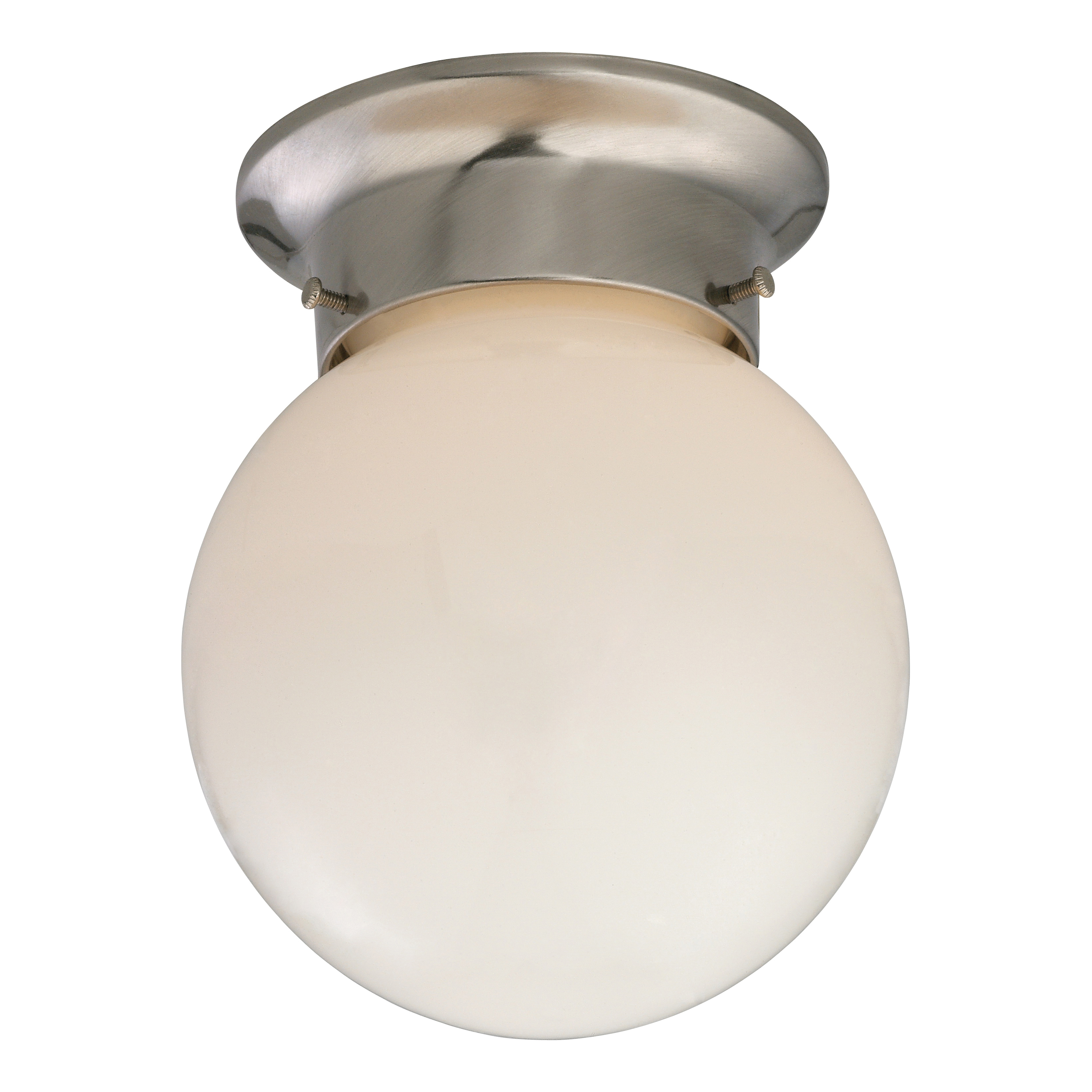 Single Light Ceiling Fixture, 120 V, 60 W, 1-Lamp, A19 or CFL Lamp, Brushed Nickel Fixture