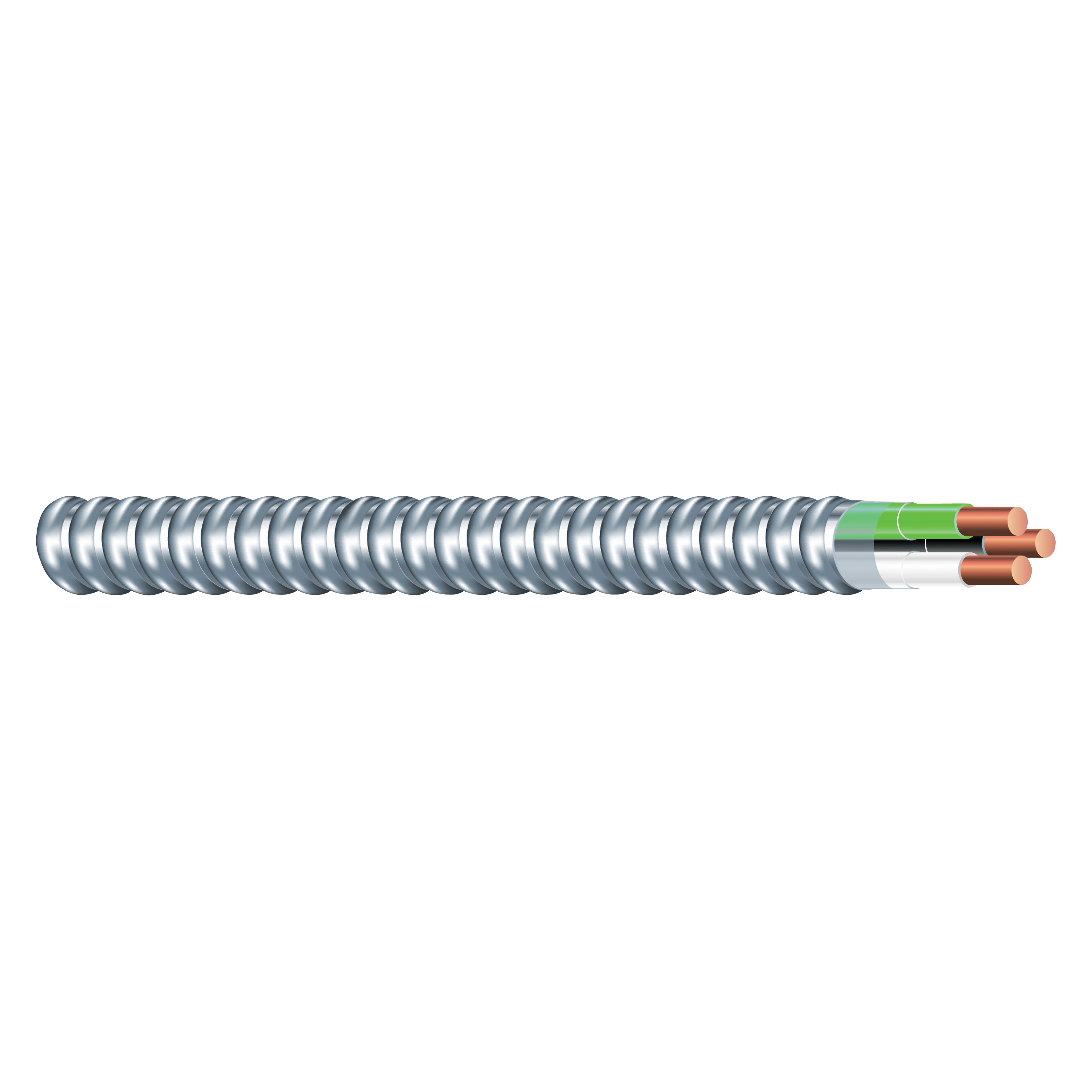 68580021 Metal Clad Armored Cable, 12 AWG Cable, 2 -Conductor, 25 ft L, Copper Conductor, THHN/THWN Insulation