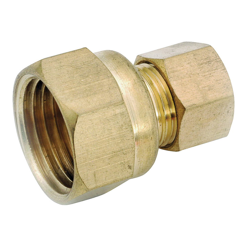 750066-0806 Tubing Coupling, 1/2 x 3/8 in, Compression x FIP, Brass