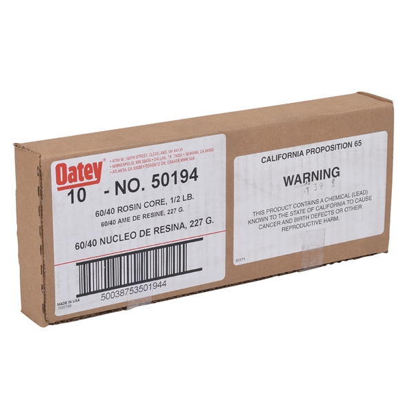 Oatey 50194 Rosin Core Solder, 1/2 lb, Solid, Silver, 361 to 375 deg F Melting Point - 4
