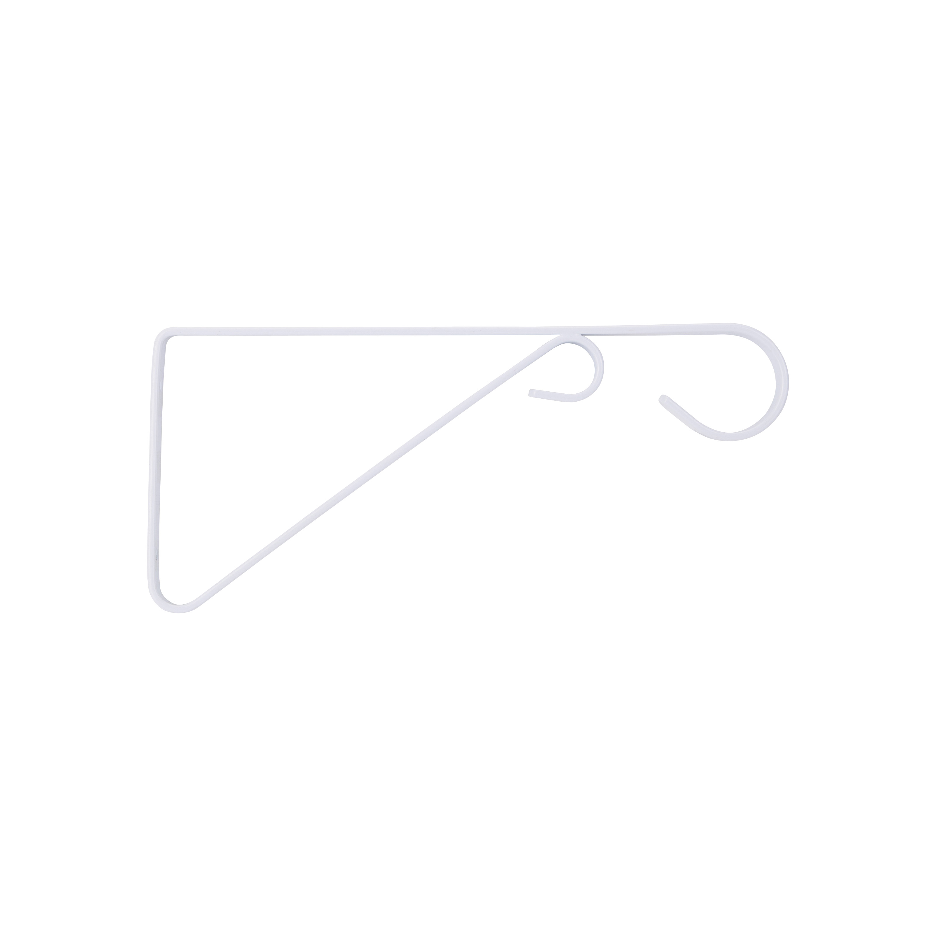 GB0373L Hanging Plant Bracket, 9-5/8 in L, Steel, White, White, Wall