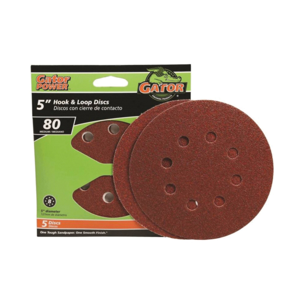 3784 Sanding Disc, 5 in Dia, 80 Grit, Medium, Aluminum Oxide Abrasive, Vented