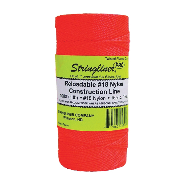 Pro Series 35706 Construction Line, #18 Dia, 1080 ft L, 165 lb Working Load, Nylon, Fluorescent Orange