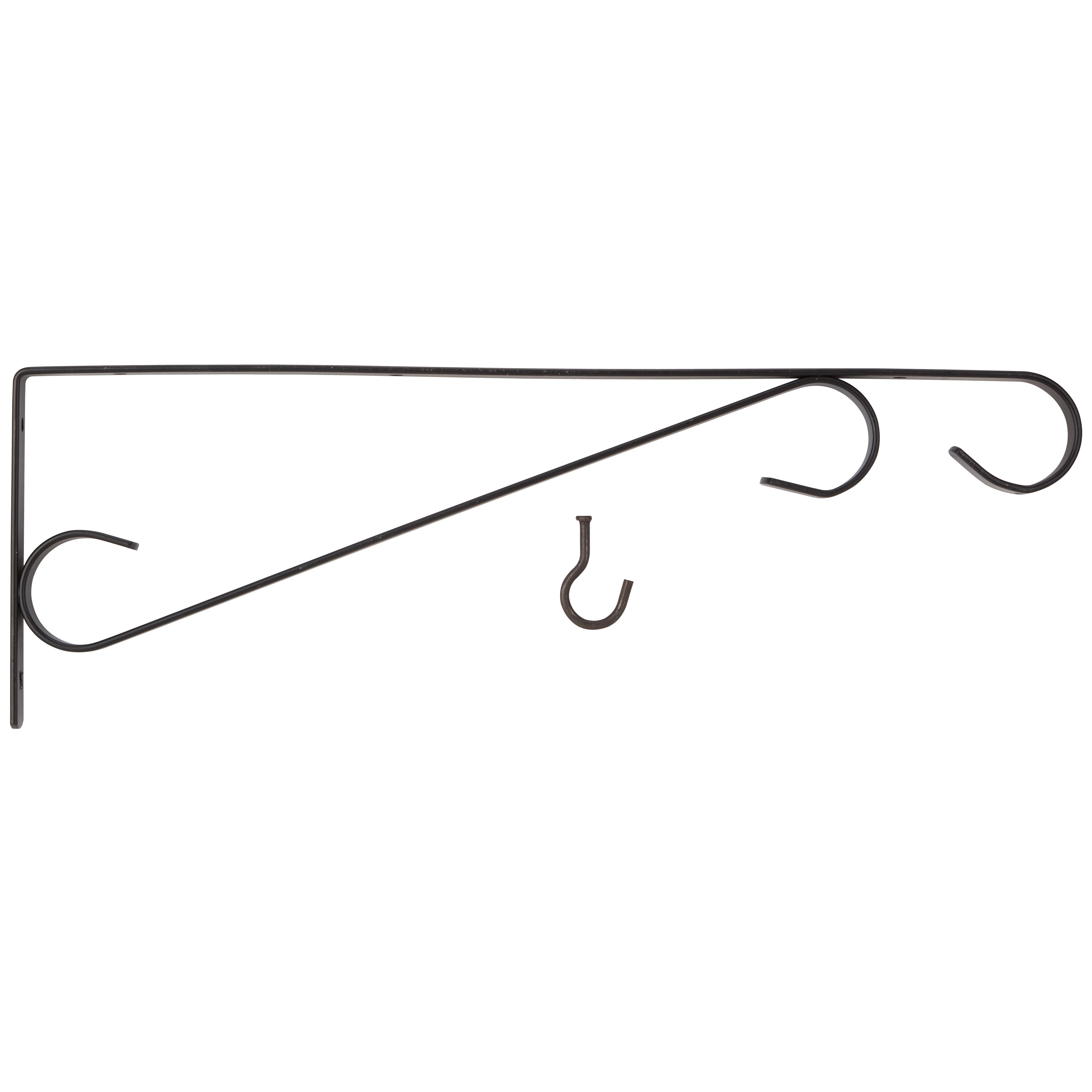 GB0283L Hanging Plant Bracket, 15-1/2 in L, Steel, Black, Black, Wall