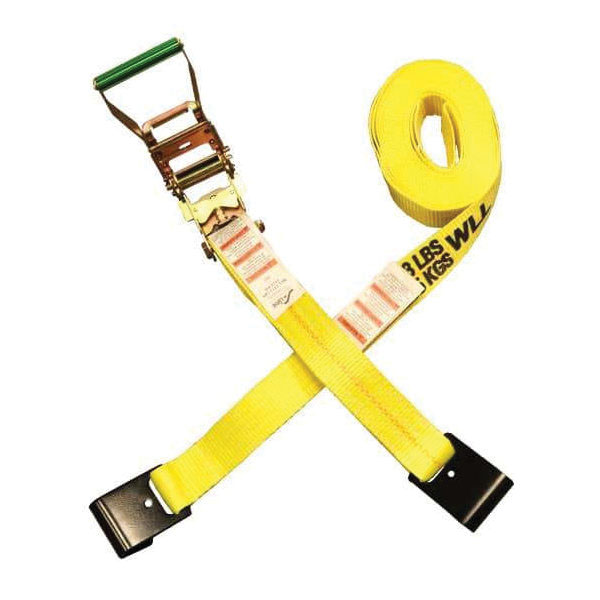 500 Series 557 Tie-Down Strap with Long Handle, 2 in W, 27 ft L, Polyester, Yellow, 3333 lb Working Load
