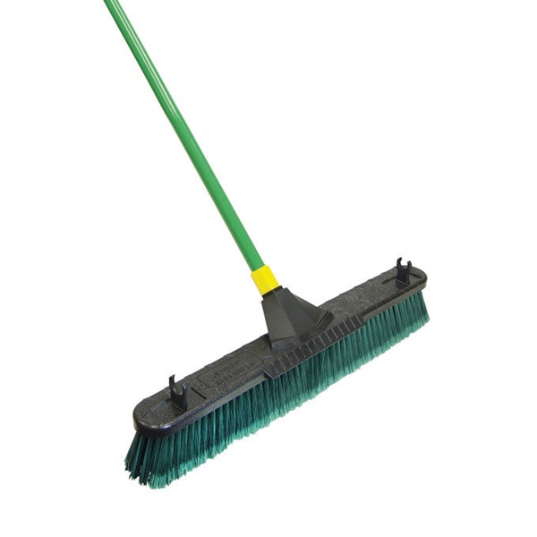 00638 Push Broom with Scraper, 24 in Sweep Face, Polypropylene Bristle, Steel Handle