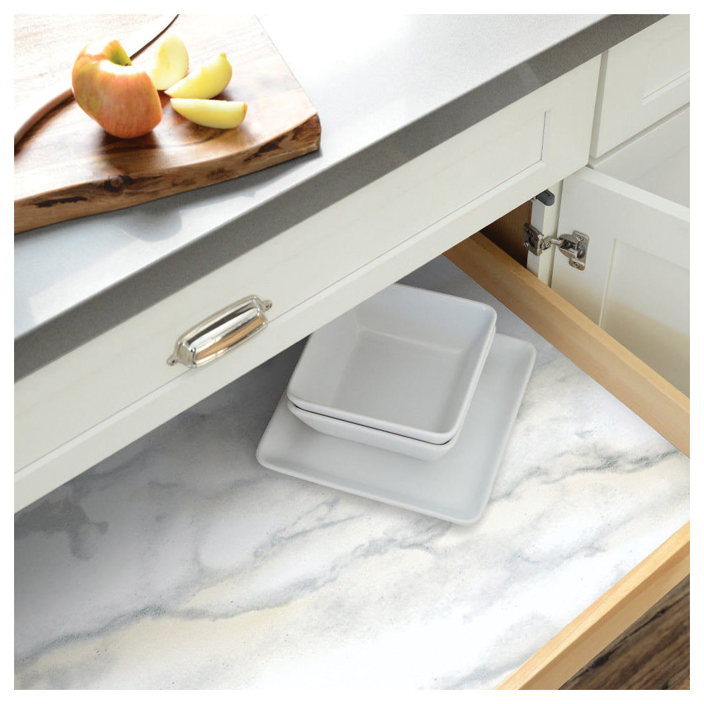 Con-Tact Creative Covering 09F-C9533-12 Contact Paper, 9 ft L, 18 in W, PVC, Marble White - 1