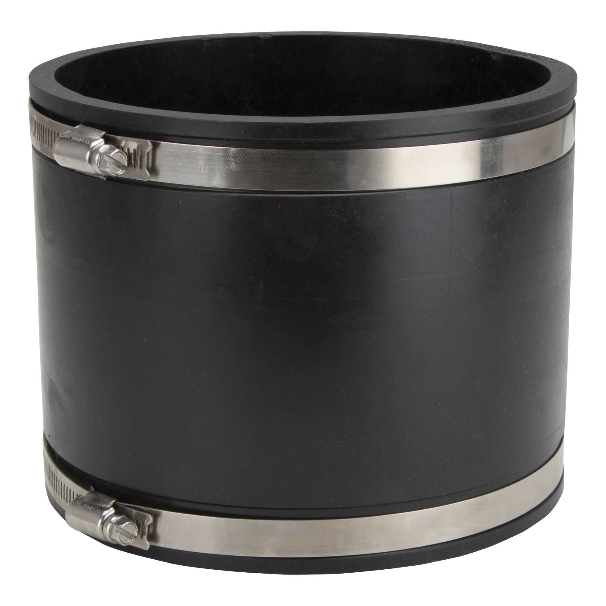 FC56-66 Coupling, 6 x 6 in, Cast Iron, Plastic and Steel Drain Pipes, Rubber/Stainless Steel, Black