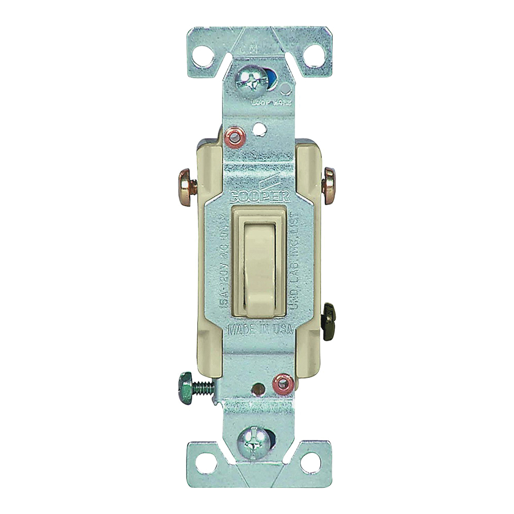 Wiring Devices 1303-7V Toggle Switch, 3 -Pole, 15 A, Wall Mount, Lead Wire Terminal, Ivory