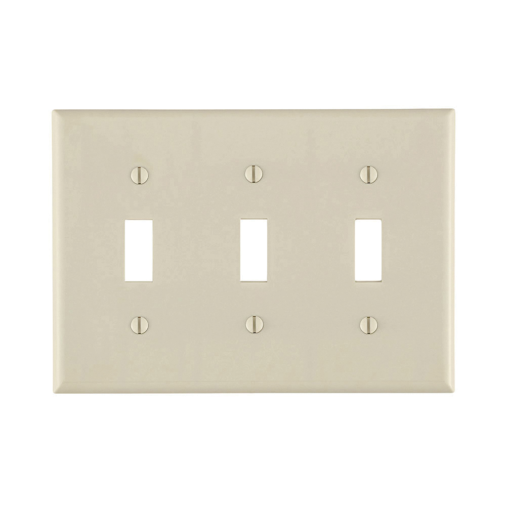 Leviton 000-78011-000 Wallplate, 4-1/2 in L, 6.37 in W, 3-Gang, Thermoset, Light Almond, Smooth - 1