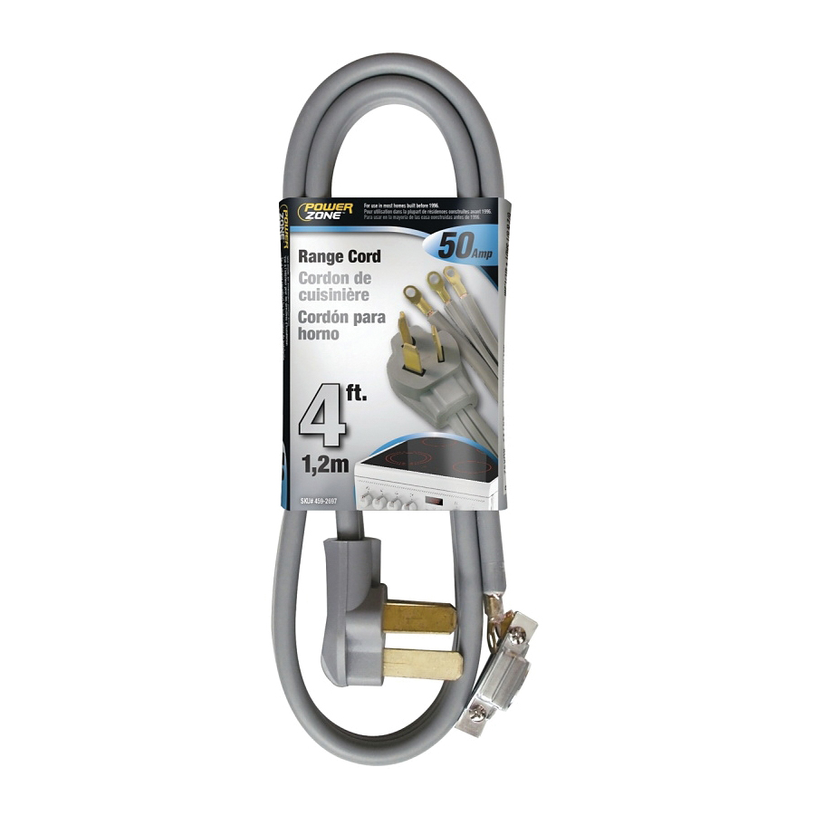 ORR628104 Power Supply Range Cord, 6, 8 AWG Cable, 4 ft L, 50 A, 250 V, Gray