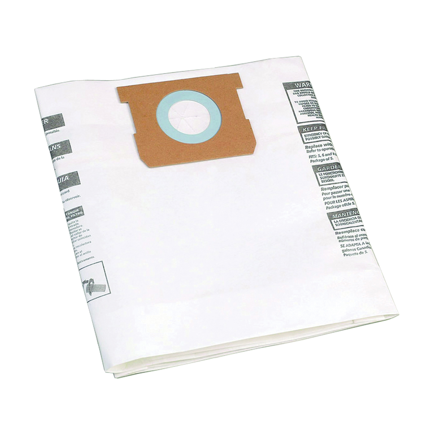 9066833 Filter Bag, 2 to 2.5 gal, 11-1/2 in L, 7 in W, Paper, White