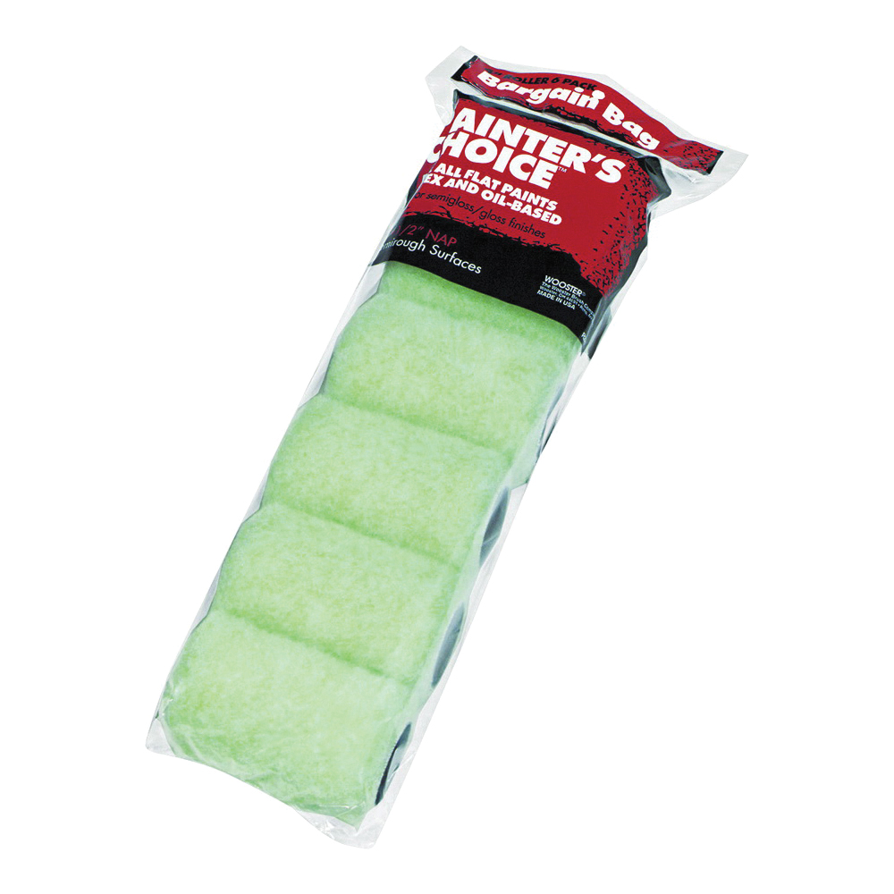 Painter's Choice R271-4 Trim Roller Cover, 1/2 in Thick Nap, 4 in L, Fabric Cover, Mint Green