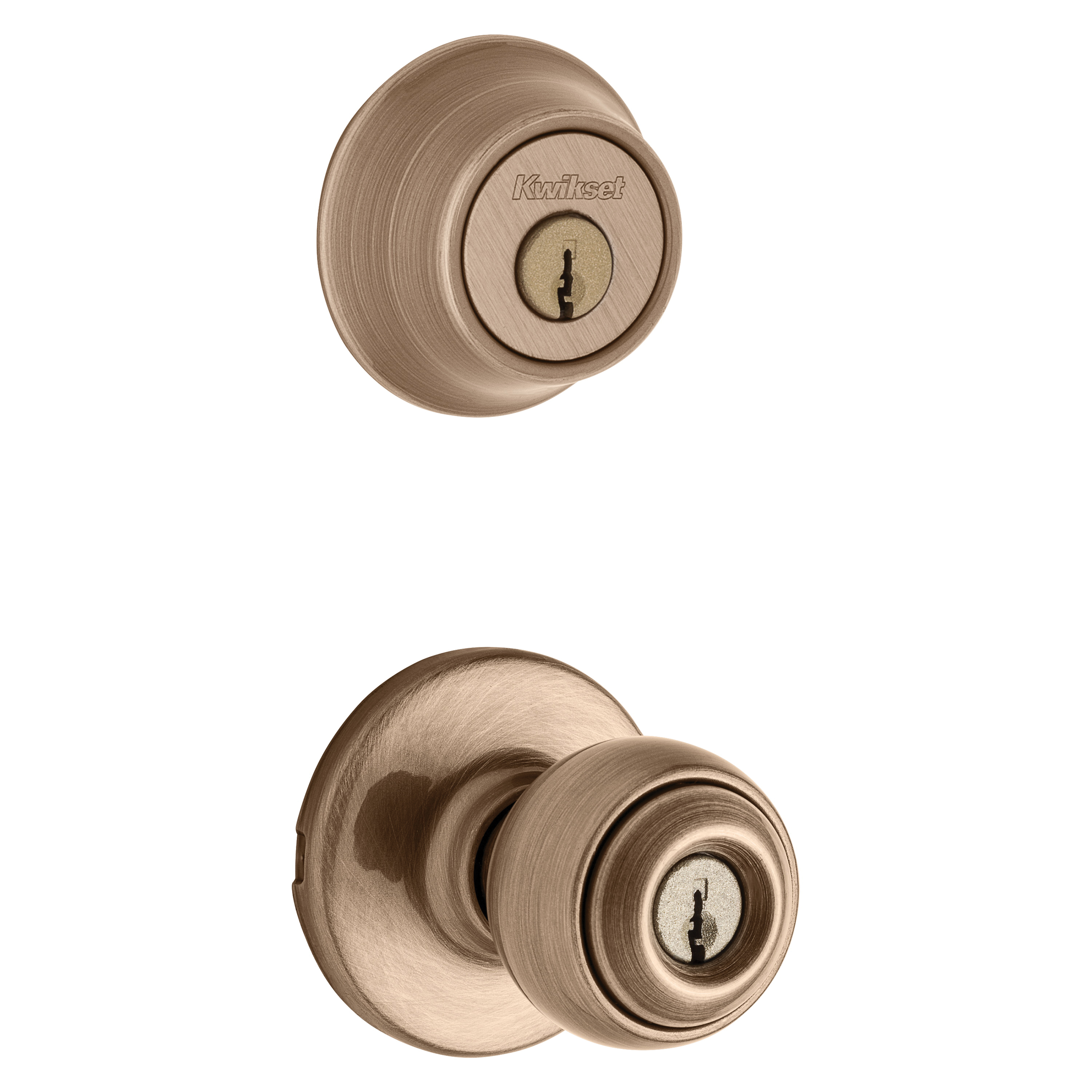 690P 5CP 6ALRCSK6 Combination Lockset, Knob Handle, Polo Design, Antique Brass, 3 Grade