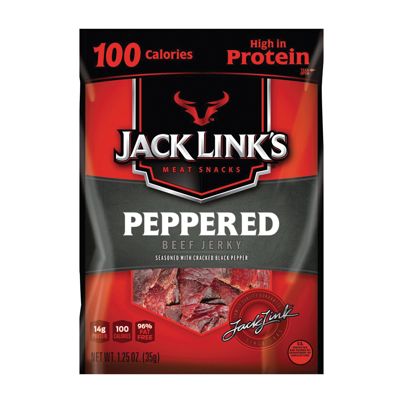 10000008421 Snack, Jerky, Pepper, 1.25 oz Pouch