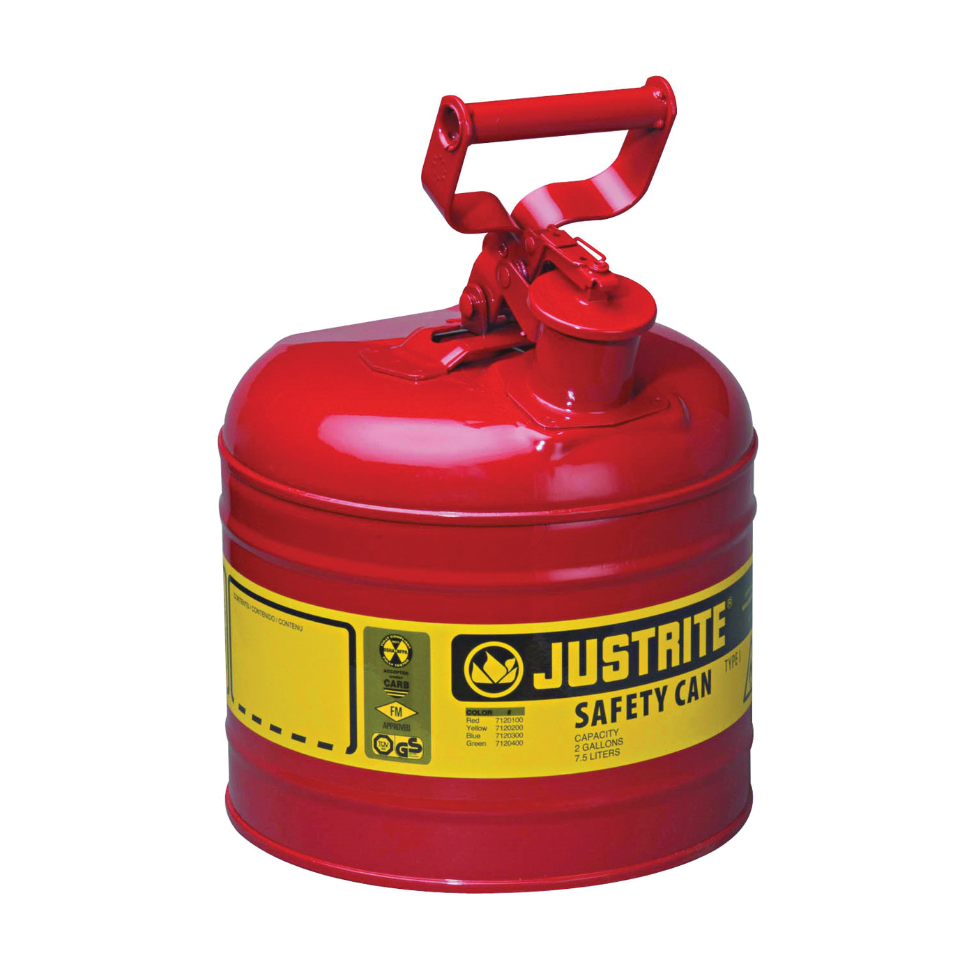 7120100 Safety Can, 2 gal, Steel, Red
