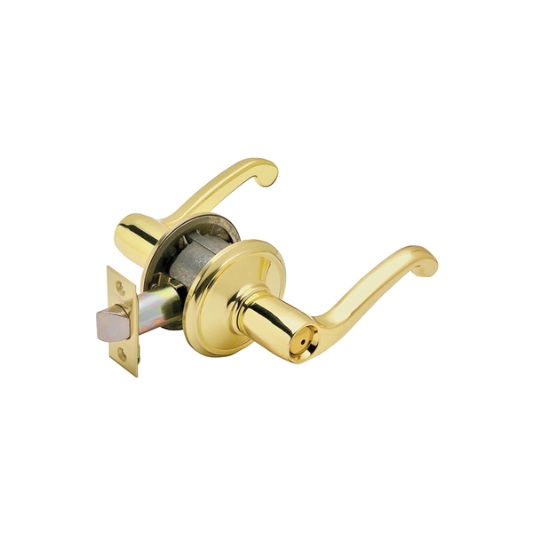Schlage F Series F40V FLA 605 Privacy Lever, Mechanical Lock, Bright Brass, Metal, Residential, 2 Grade - 2