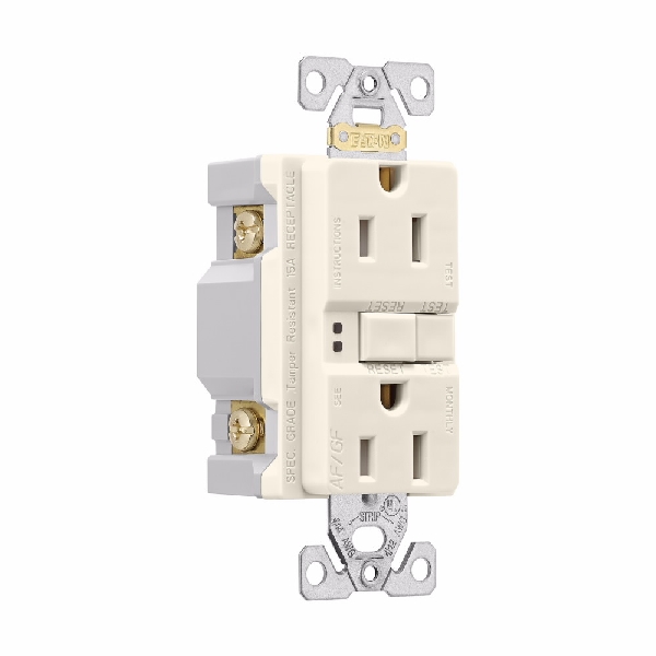 Eaton Wiring Devices TRAFGF15LA-K-L Duplex Receptacle Wallplate, 2 -Pole, 15 A, 125 V, Back, Side Wiring - 3
