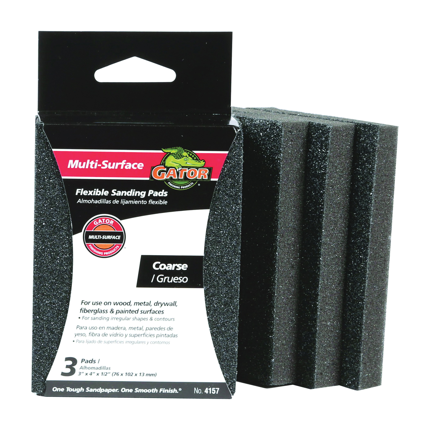 4157 Sanding Pad, 4 in L, 3 in W, 60 Grit, Coarse, Aluminum Oxide Abrasive