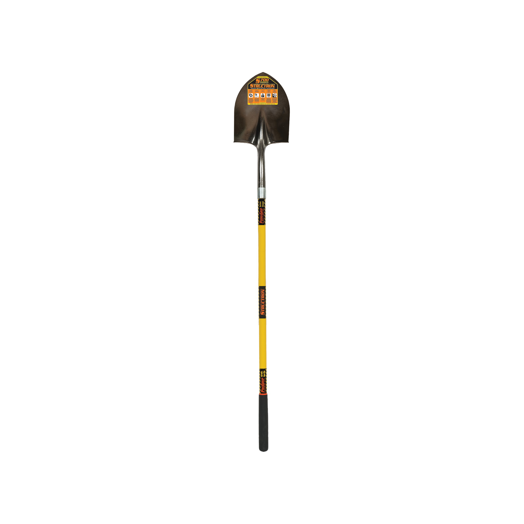 49730 Shovel, 9-1/2 in W Blade, 14 ga Gauge, Steel Blade, Fiberglass Handle, Long Handle, 48 in L Handle