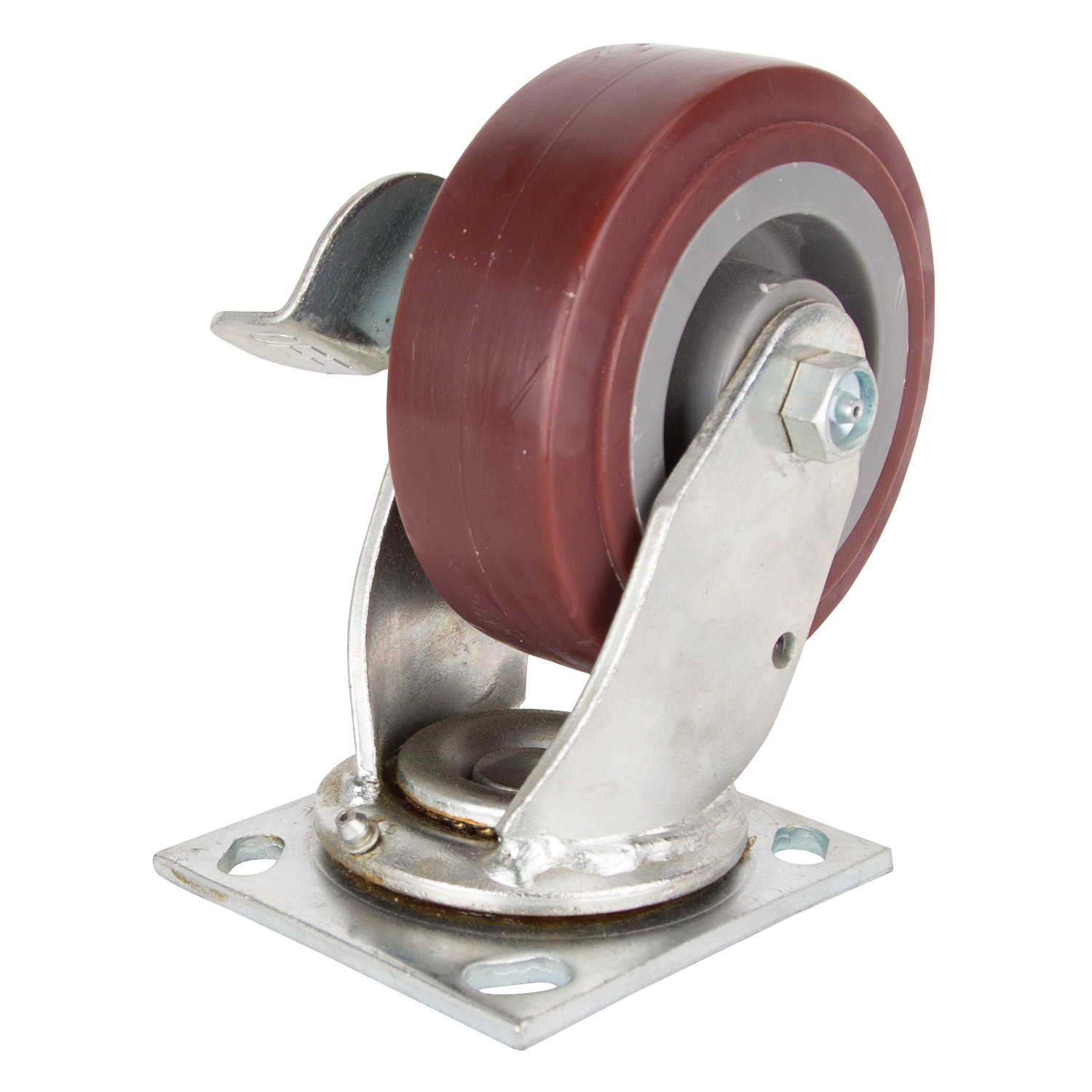 ProSource JC-P04 Swivel Caster, 5 in Dia Wheel, 2 in W Wheel, Polyurethane Wheel, Gray, 450 lb, Steel Housing Material