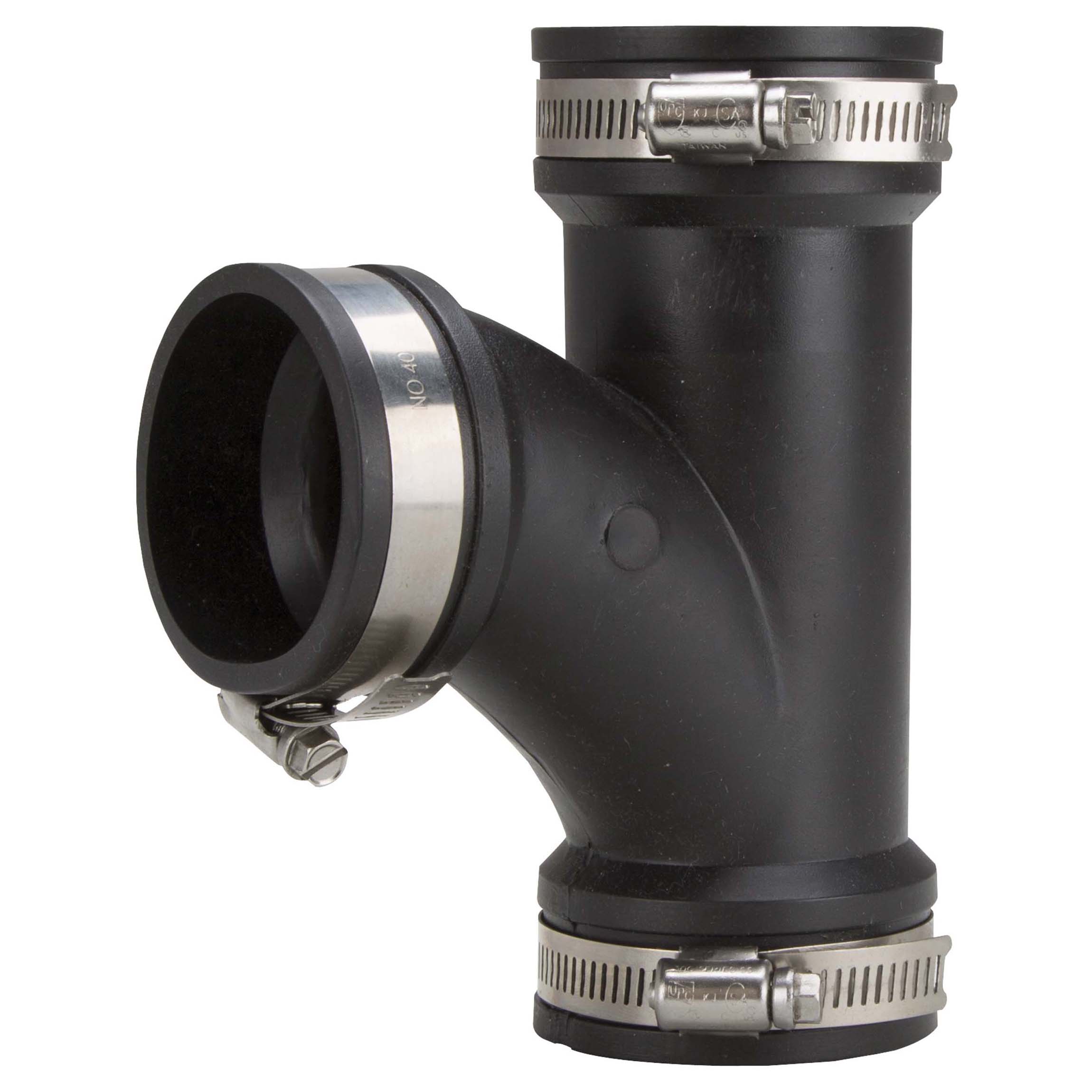 QT-200 Flexible Pipe Tee, 2 in, Mechanical, Rubber, Black