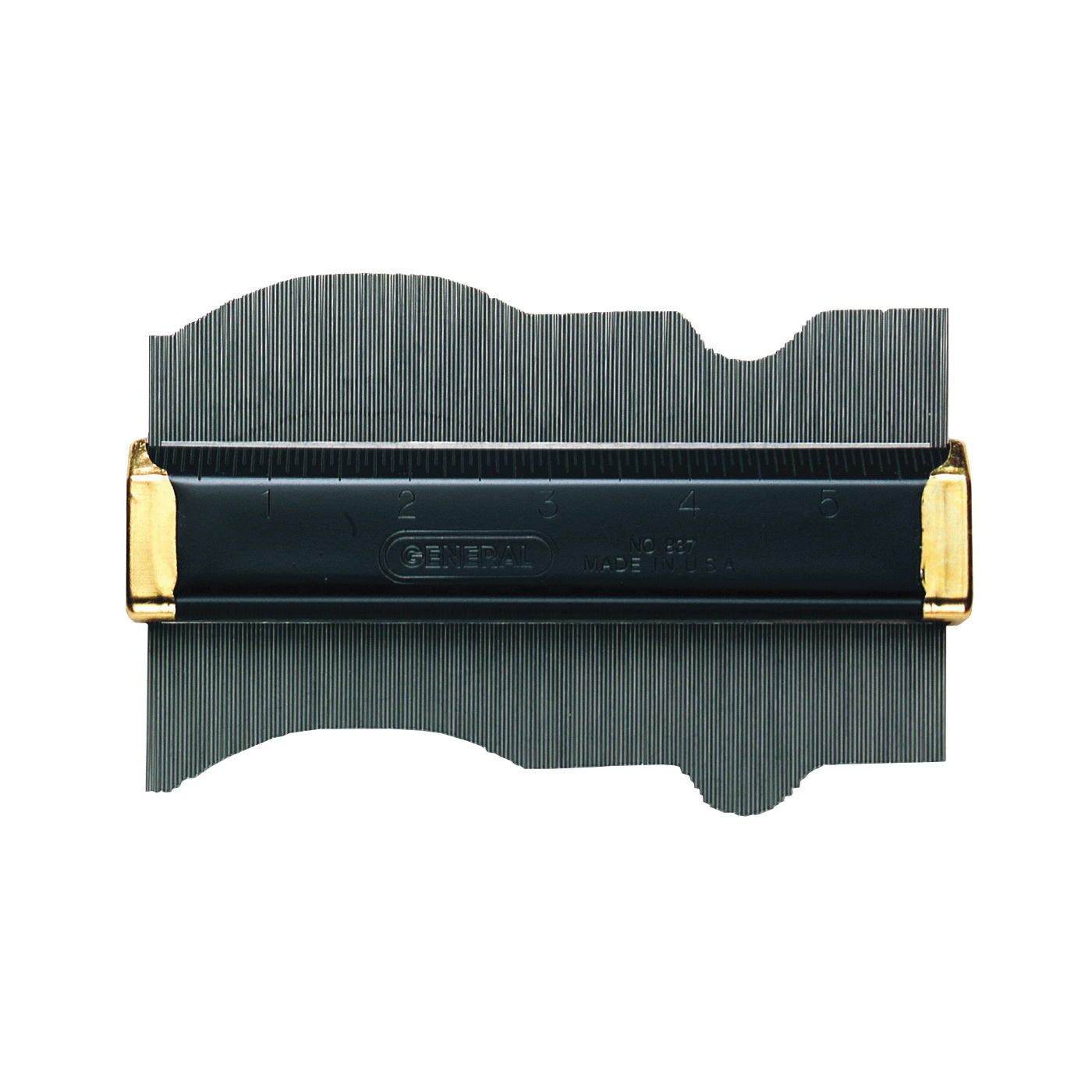 837 Contour Gauge with Pin, 6 in L, 3-1/2 in W, SAE Graduation, Stainless Steel