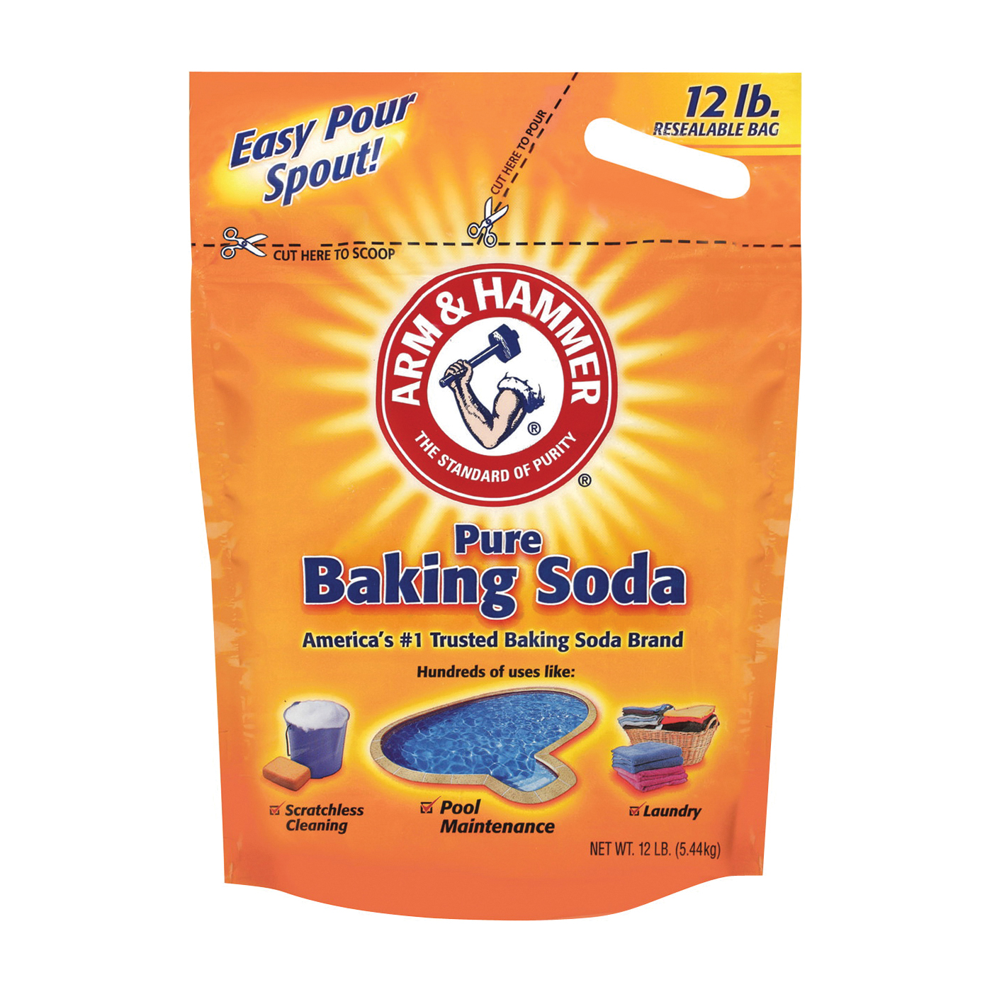 01191 Resealable Baking Soda, 12 lb Bag, Crystalline, White