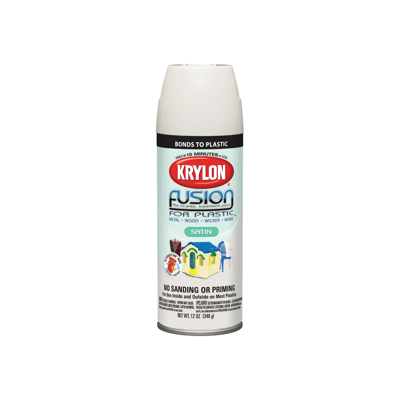 Krylon K02420007 Spray Paint, Satin, White, Can - 1