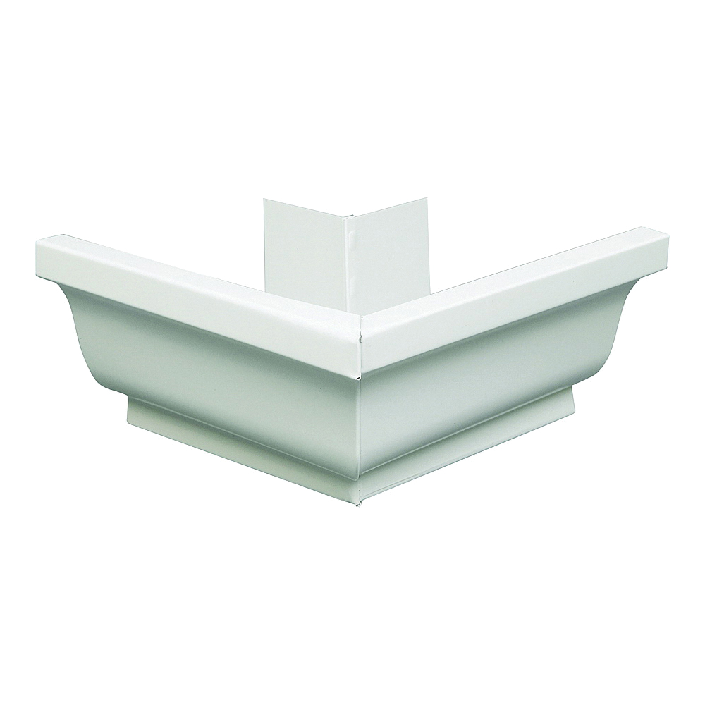 27202 Gutter Miter, 5 in W x 7-1/4 in L, K-Style Gutter System, Aluminum, White