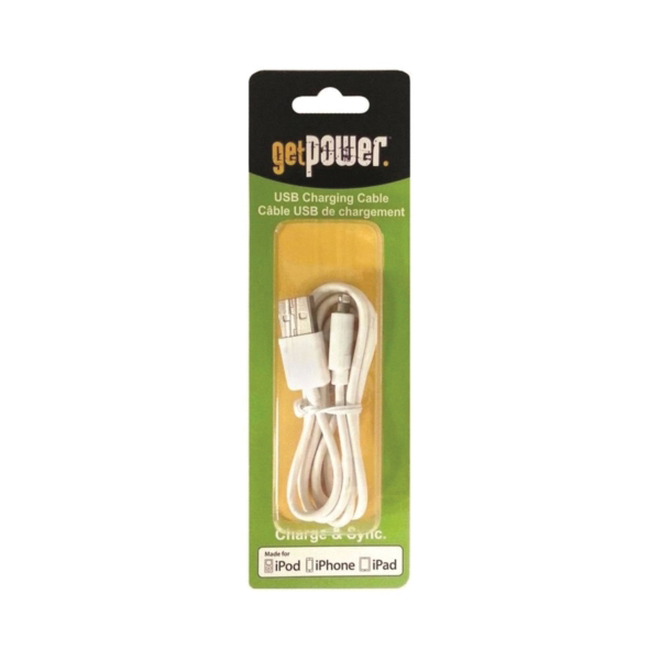 GP-USB-IPH5 USB Charging and Sync Cable, USB, Apple Lightning, White, 3 ft L
