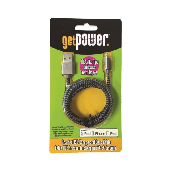 GP-USB-BRL USB Charging and Sync Cable, Apple Lightning, USB, 3 ft L