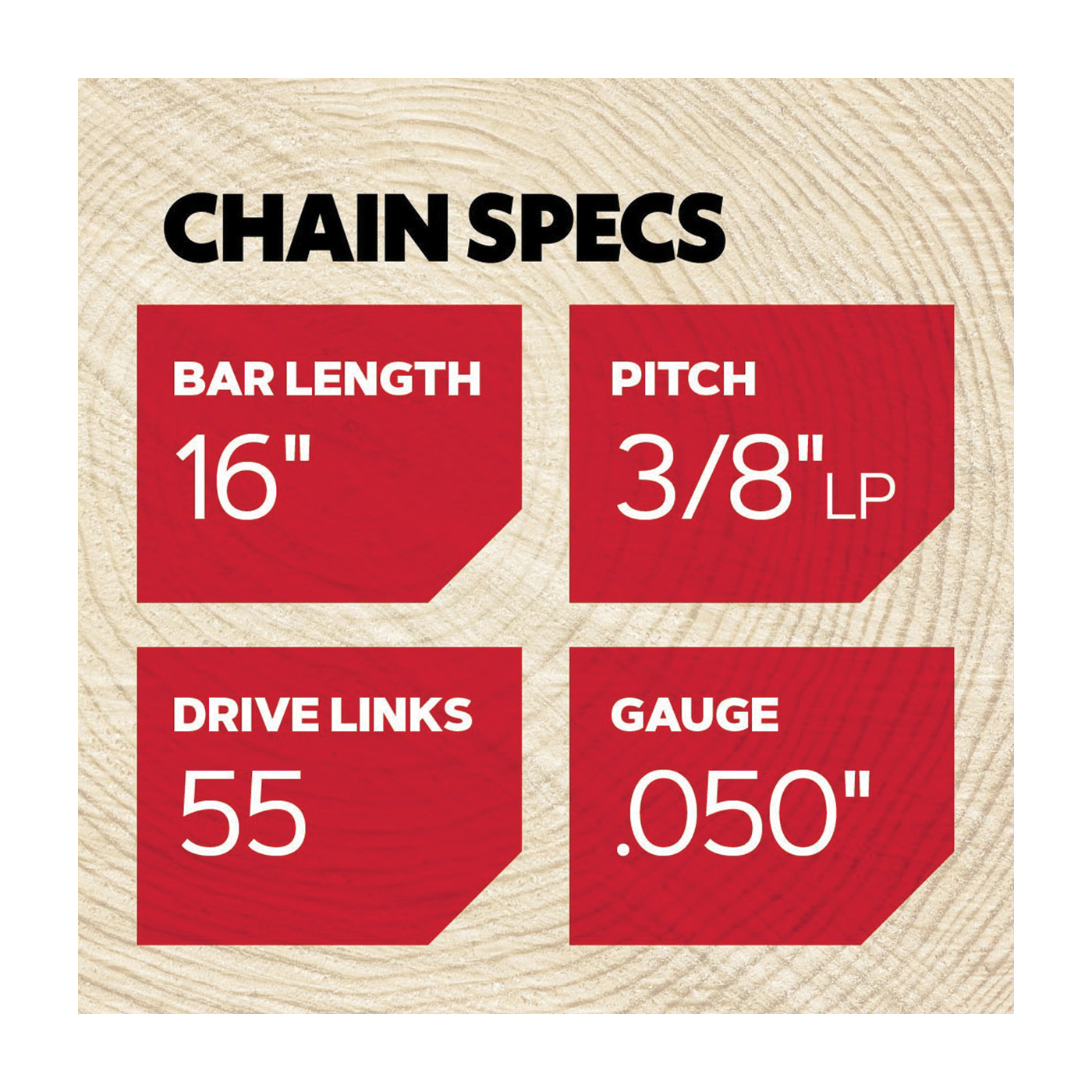 Oregon S55 Chainsaw Chain, 16 in L Bar, 3/8 in TPI/Pitch, 55-Link - 4