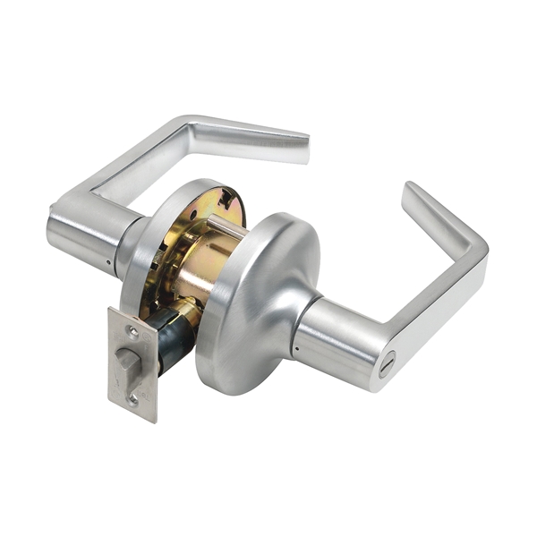 CL100016 Privacy Lever, Pushbutton Lock, Satin Chrome, Steel, Reversible Hand, 2 Grade