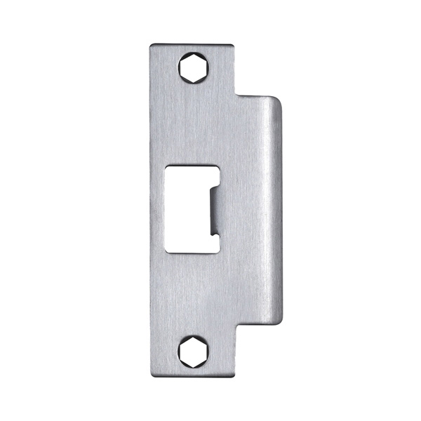 CL100218 Door Strike Plate, 4-7/8 in L, 1-1/4 in W, Steel, Satin, Silver