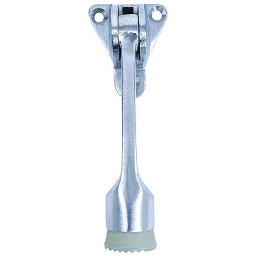 DT100008 Door Holder, 4 in L, 4-1/8 in H, Aluminum/Rubber, Satin Chrome