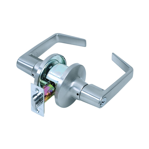 CL100619 Storeroom Lever, Satin Chrome, Commercial, SCC Keyway, 2-3/8 to 2-3/4 in Backset