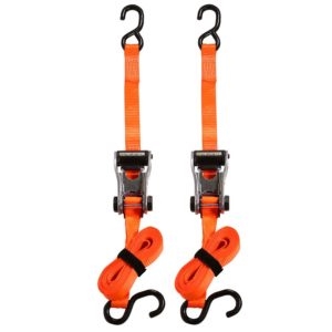 SmartStrap 340 Tie-Down, 1-1/4 in W, 10 ft L, Polyester, Orange, 1000 lb, S-Hook End Fitting, Steel End Fitting - 2