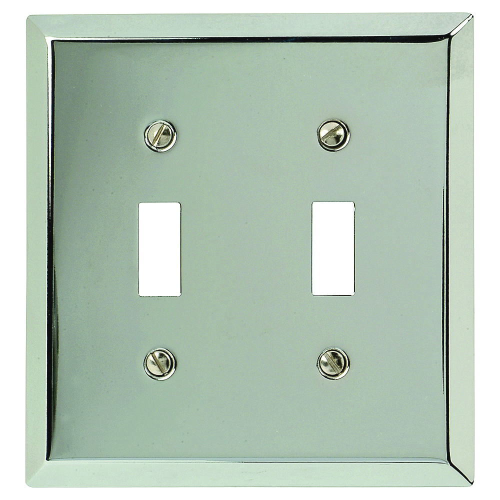 161TT Switch Wallplate, 4-15/16 in L, 4-9/16 in W, 2 -Gang, Steel, Chrome, Polished
