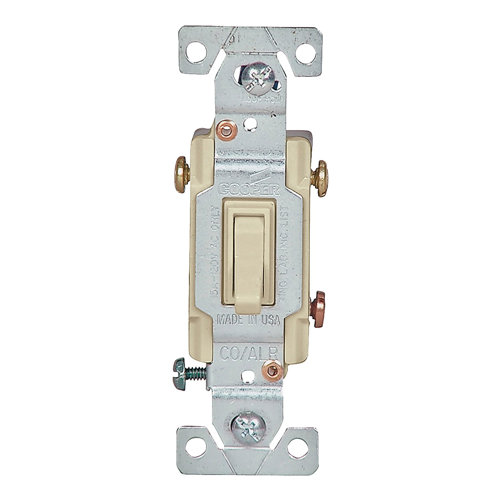 Wiring Devices 5223V-7V-BU Toggle Switch, 1-Pole, 15 A, 120 V, Screw Terminal, Ivory