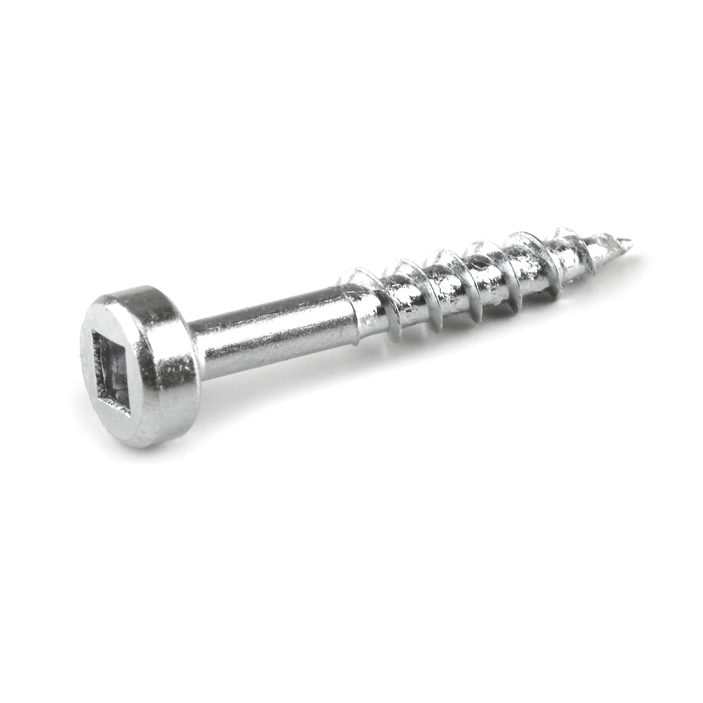 SPS-C1-100 Pocket-Hole Screw, #7 Thread, 1 in L, UNC Thread, Pan Head, Square Drive, Carbon Steel, Zinc-Plated